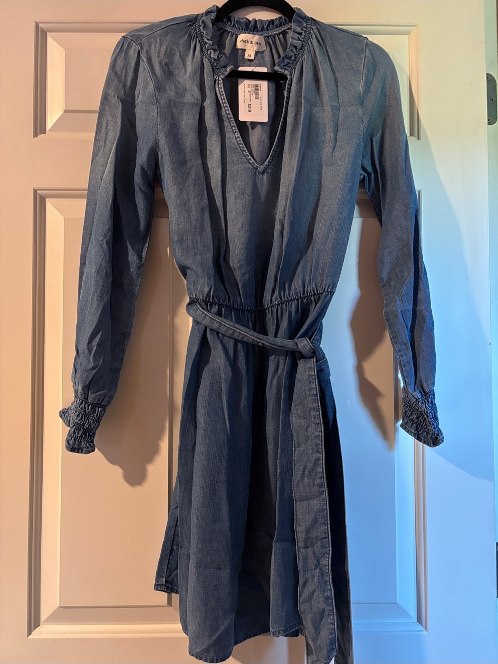 Cloth & Stone soft Denim-Style Belted Casual Dress